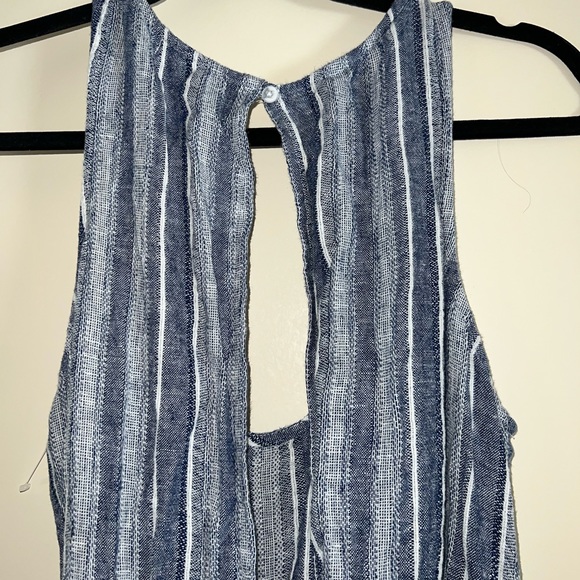 NWOT Cloth & Stone for Anthropologie Blue White Linen Stripe Jumpsuit Small S - Picture 4 of 4
